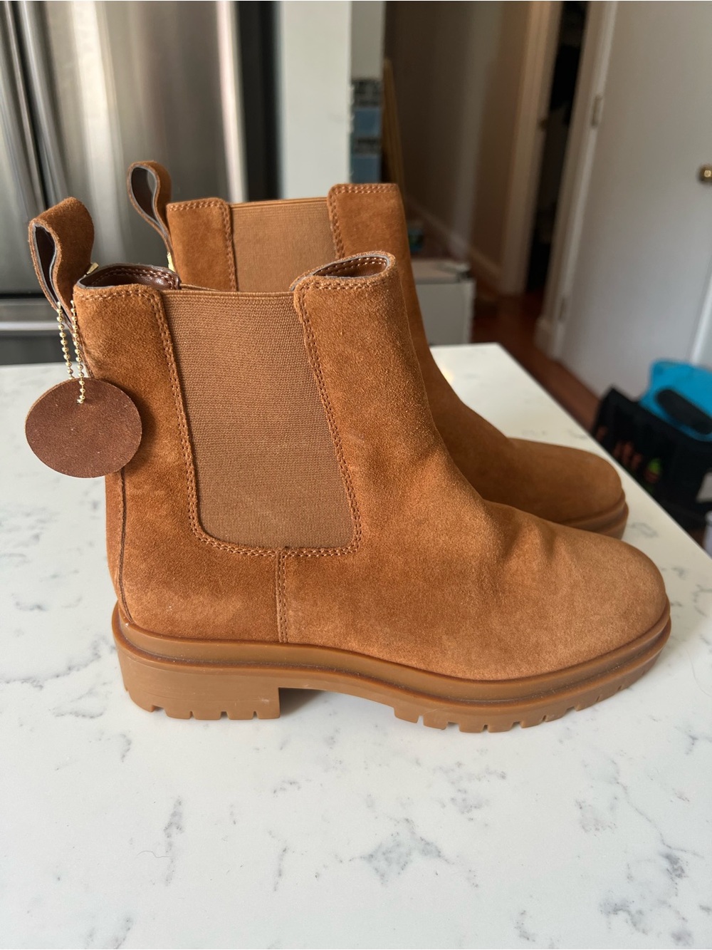 Ralph Lauren Tan Suede Chelsea Ankle Boots